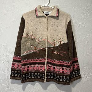 Tabi International Cottage-core Embroidered Appliquéd Cardigan Sweater Size Sm